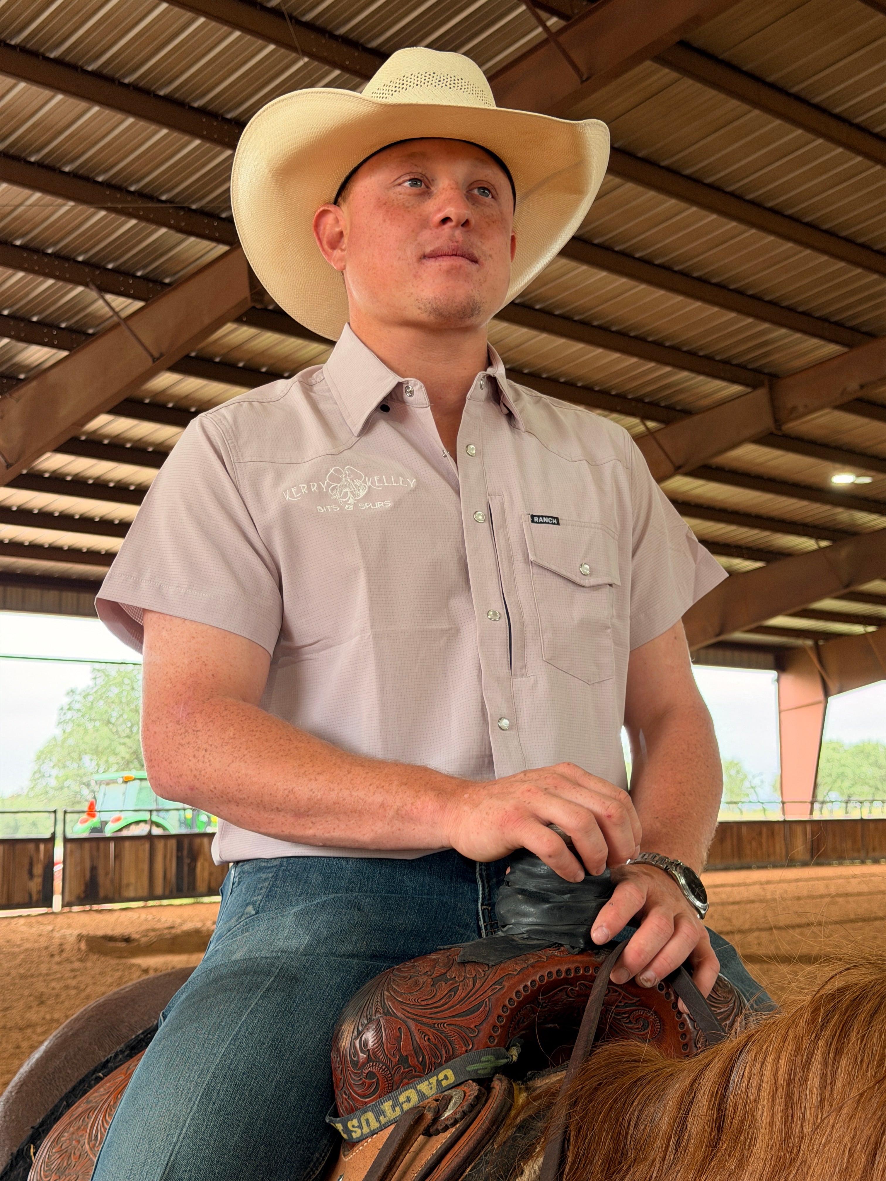 Ranch Outfitters / Kerry Kelley Short Sleeve Collard Pearl Snap - Powder River Pink