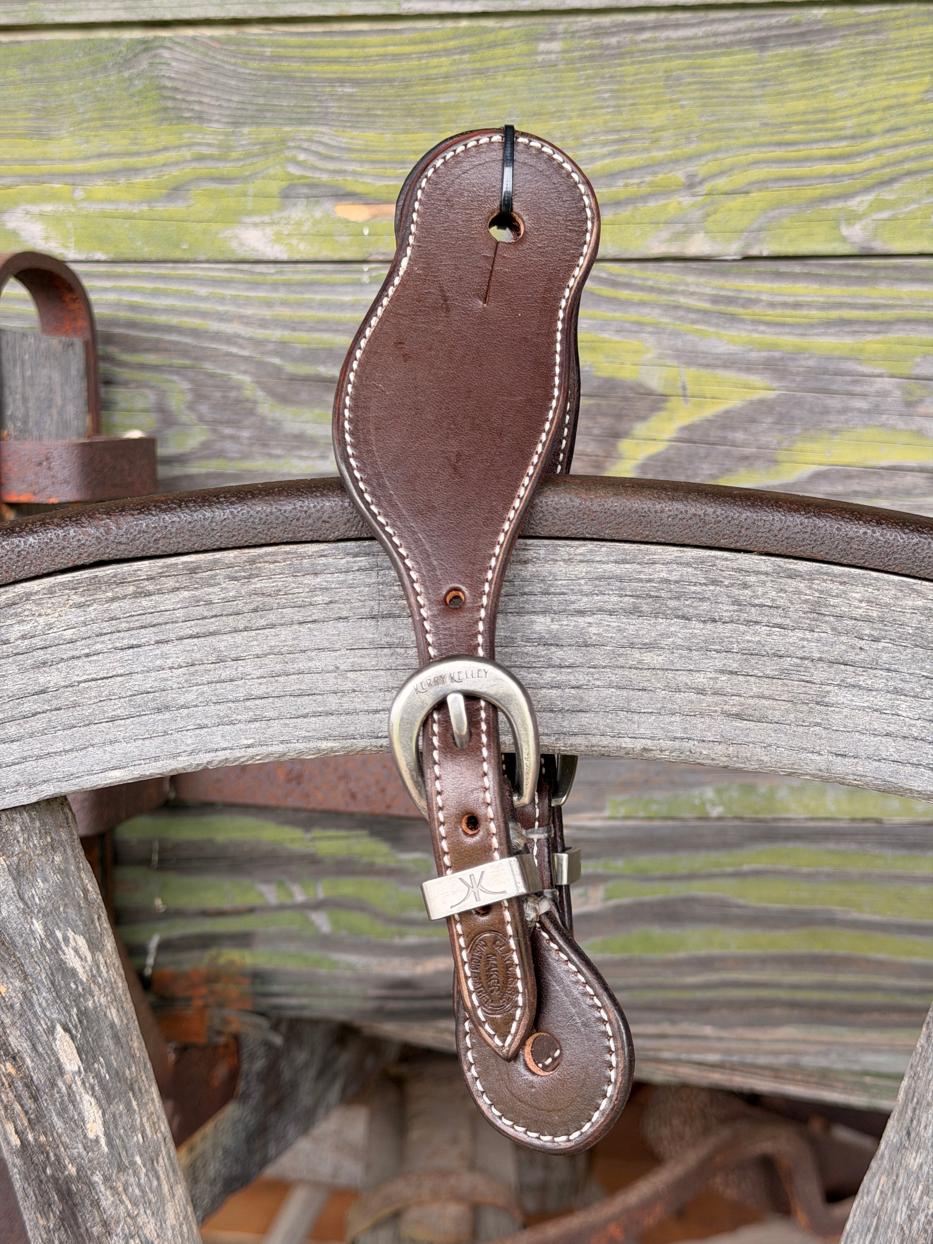 Clay Cassle Small-Medium Round Smooth Chocolate Spur Straps w/ KK Stainless Steel Buckles