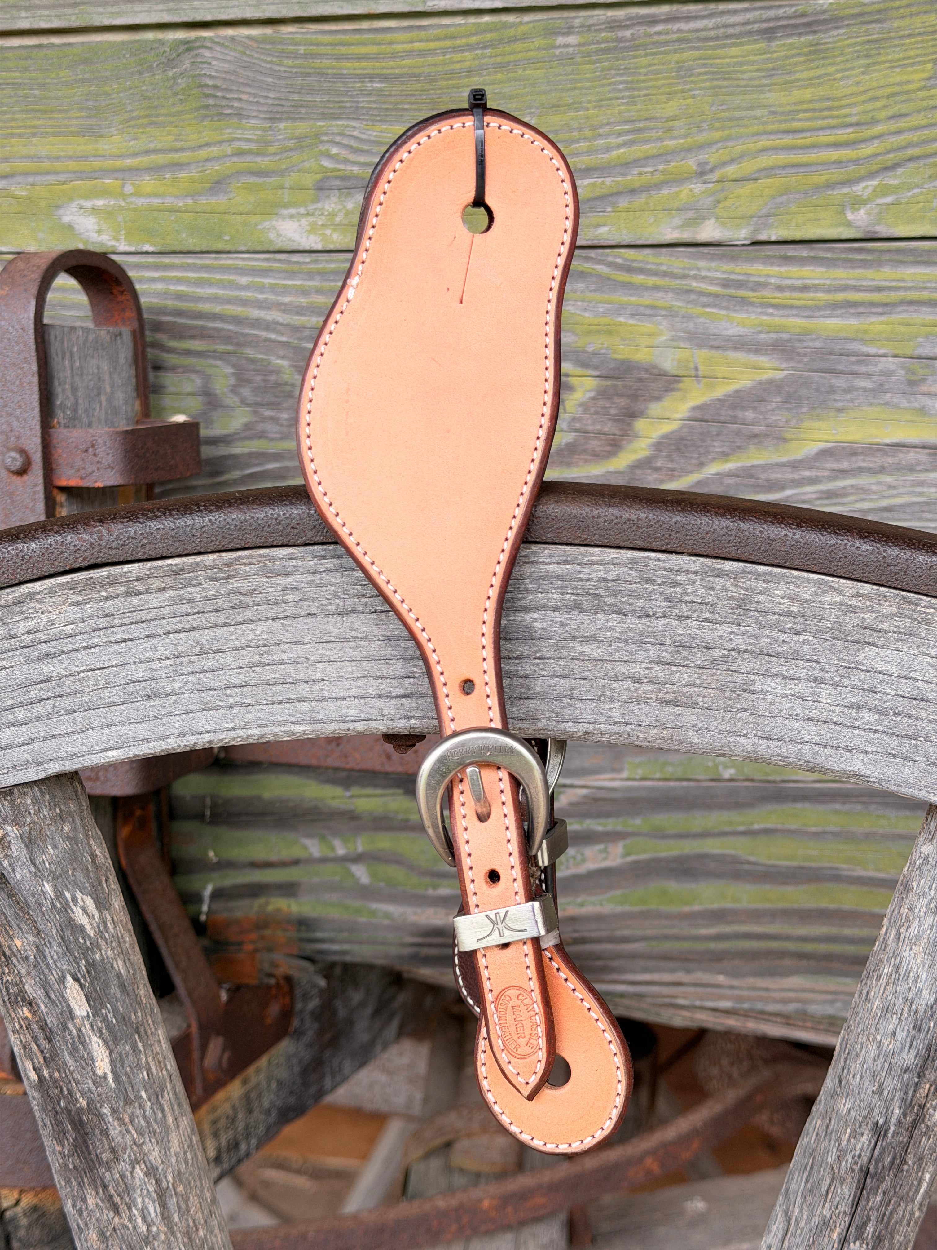 Clay Cassle Medium-Large Round Smooth Natural Spur Straps w/ KK Stainless Steel Buckles