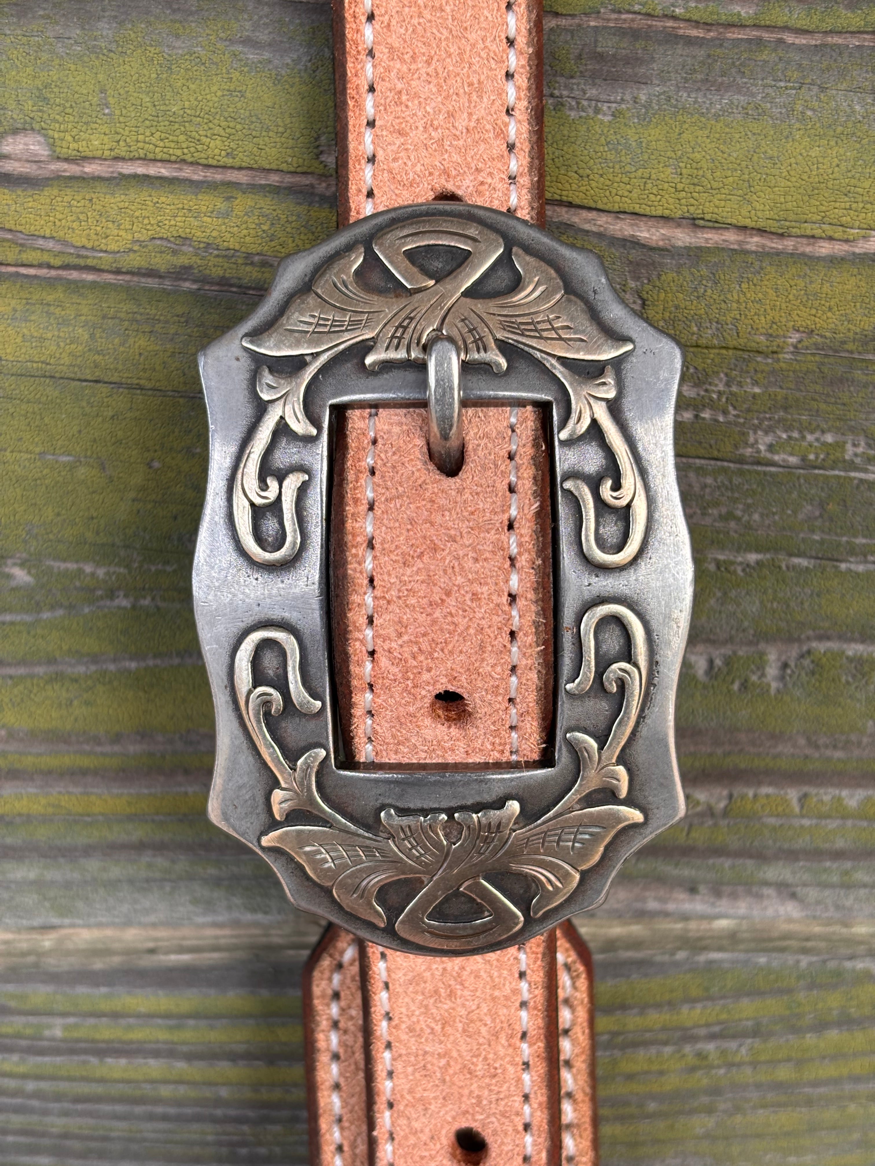 Clay Cassle Rough Out Stitched Split Ear Headstall w/ Scroll Scallop Buckle