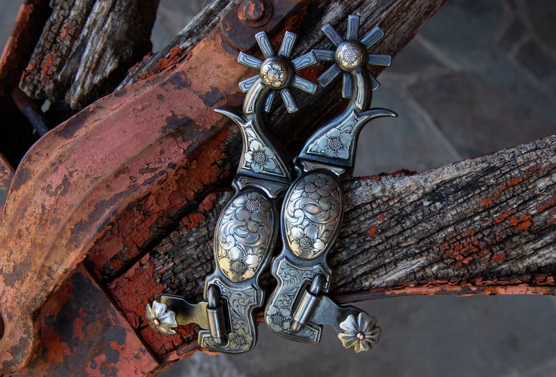 Women's Custom Engraved Spurs w/ Sterling Silver