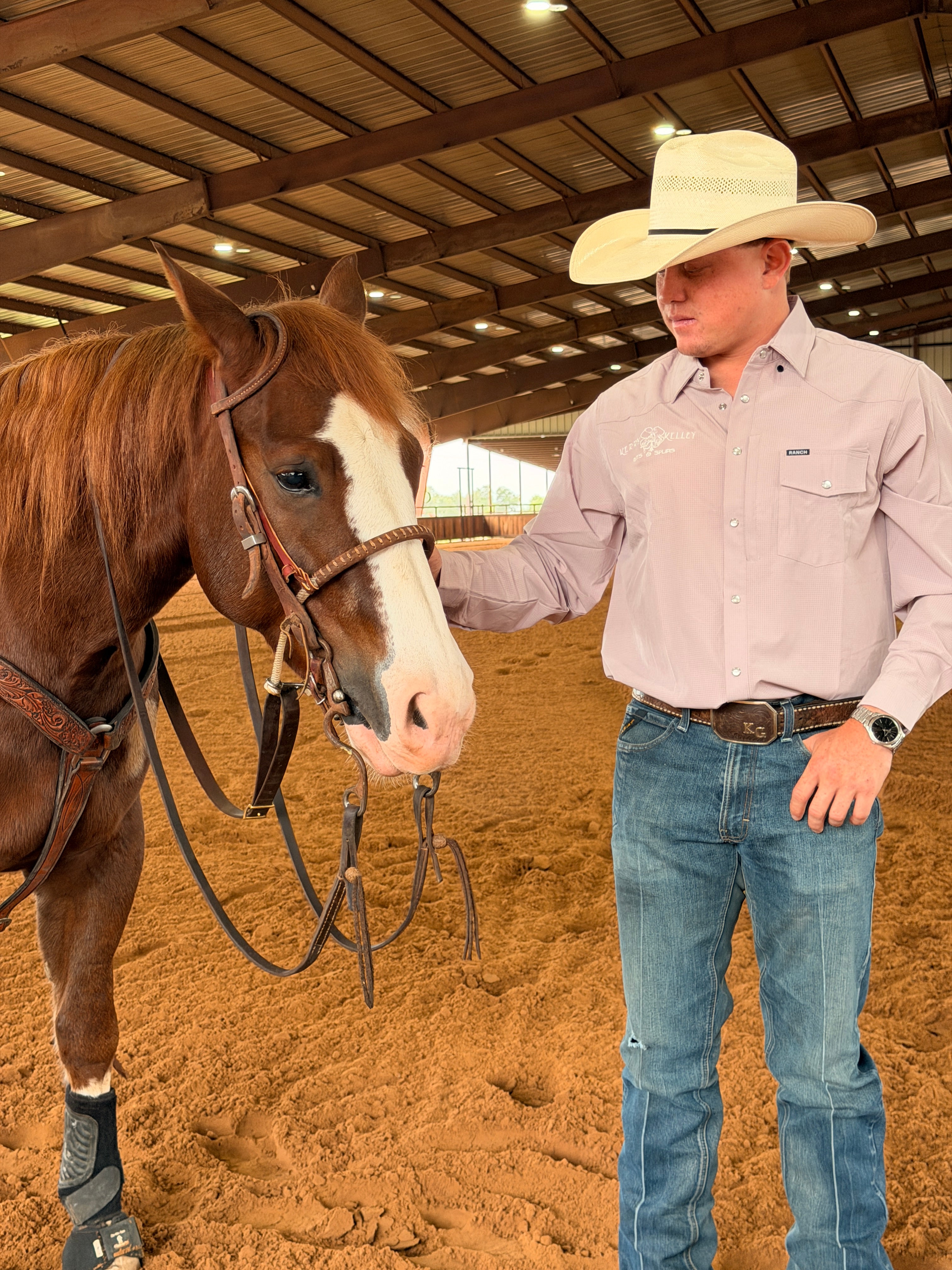 Ranch Outfitters / Kerry Kelley Long Sleeve Collard Pearl Snap - Powder River Pink