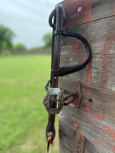 Bob Scott Single Ear Loop  Headstall w/ Diamond Scroll Buckle