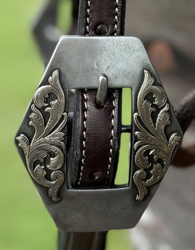 Bob Scott Single Ear Loop  Headstall w/ Diamond Scroll Buckle