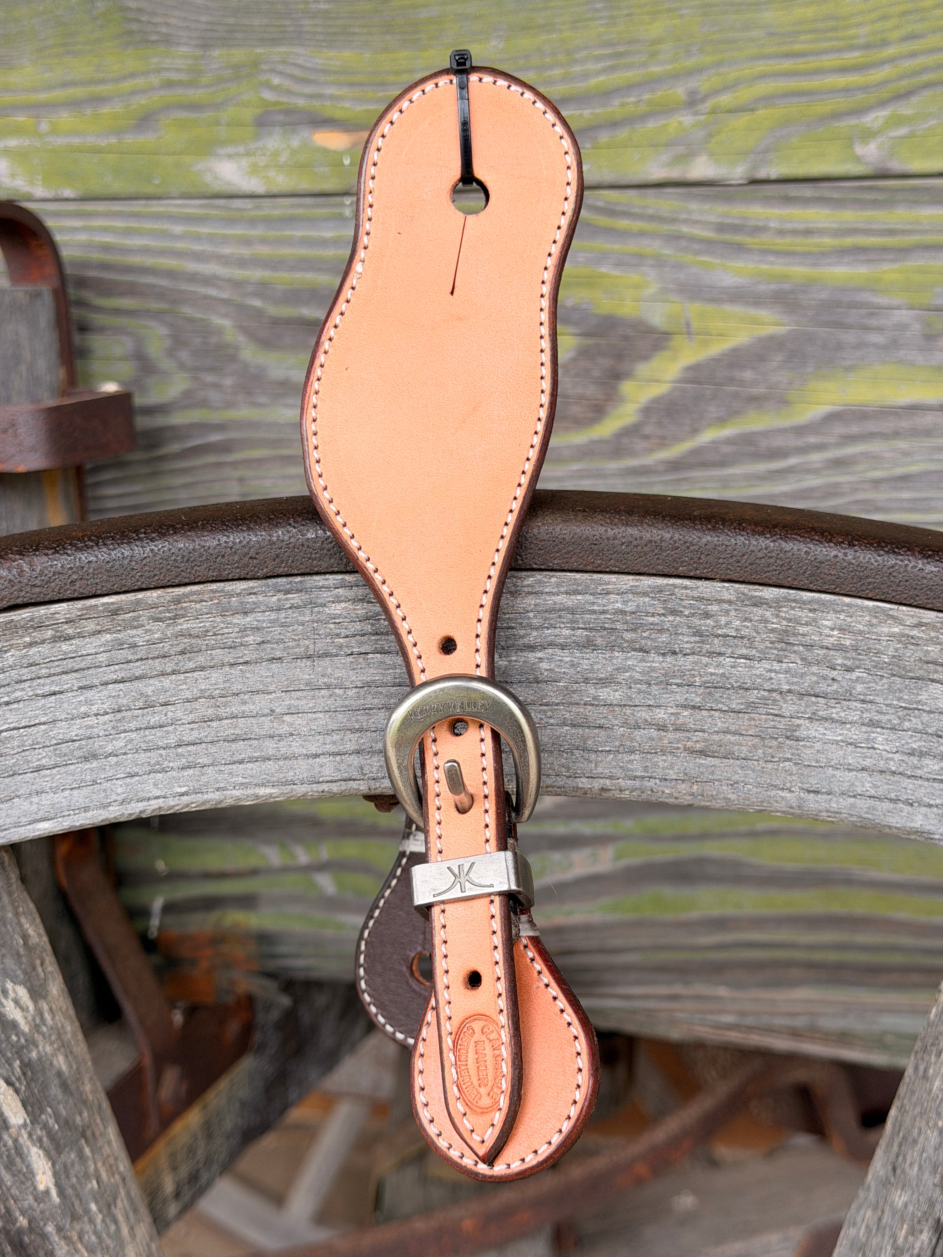 Clay Cassle Small-Medium Round Smooth Natural Spur Straps w/ KK Stainless Steel Buckles