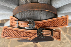 XXL - Jake Vance Natural Dragon Scale Spur Straps - Square w/ Kerry Kelley Buckles