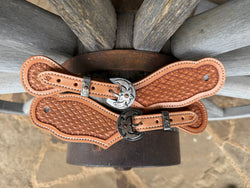 Medium - Jake Vance Natural Diamond Spur Straps - Bowed w/ Kerry Kelley Buckles