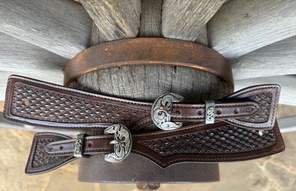 XXL - Jake Vance Chocolate Diamond Spur Straps - Square w/ Kerry Kelley Buckles