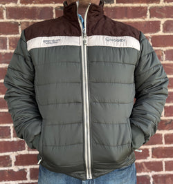 Kerry Kelley Brand Puffer Jacket Olive w/ Tan and Brown Yoke