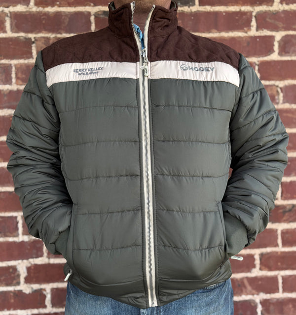 Kerry Kelley Brand Puffer Jacket Olive w/ Tan and Brown Yoke