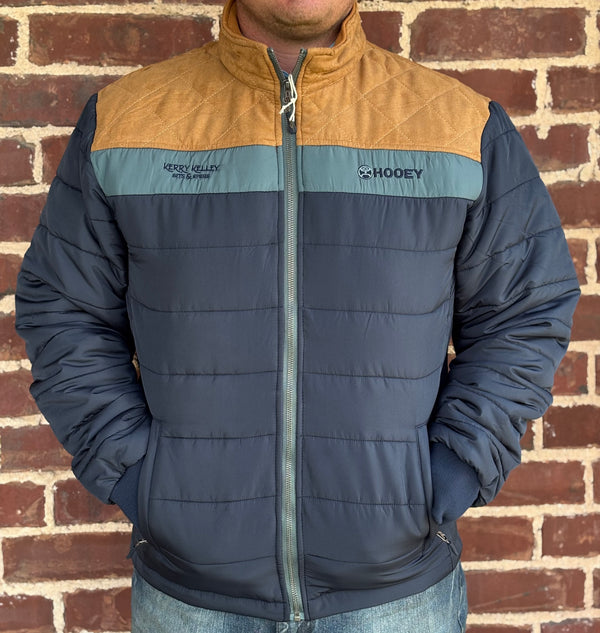 Kerry Kelley Brand Puffer Jacket Navy w/ Tan and Light Blue Yoke