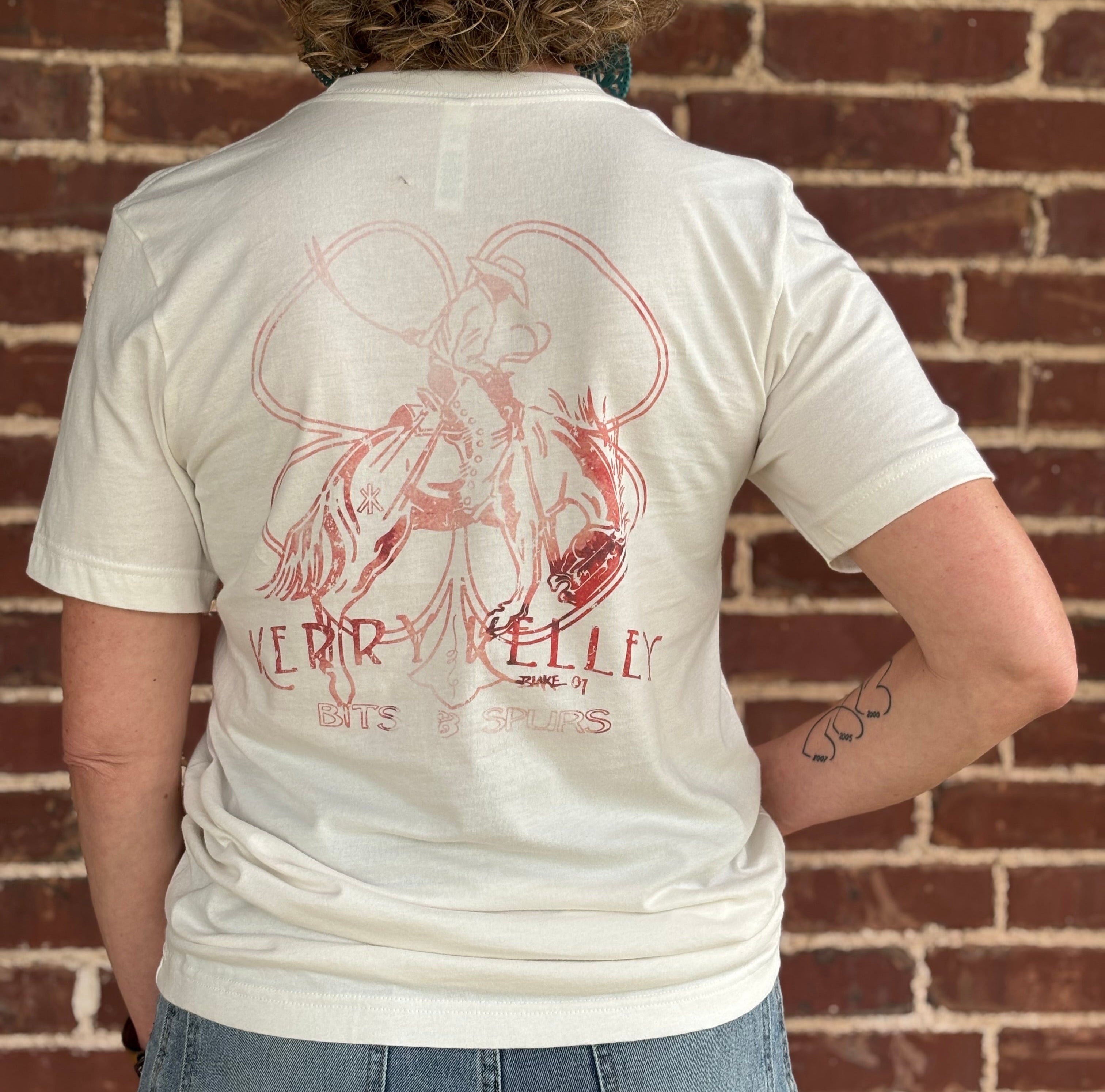 Distressed Bucking Horse/Clover Logo T-Shirt - Natural Color Unisex