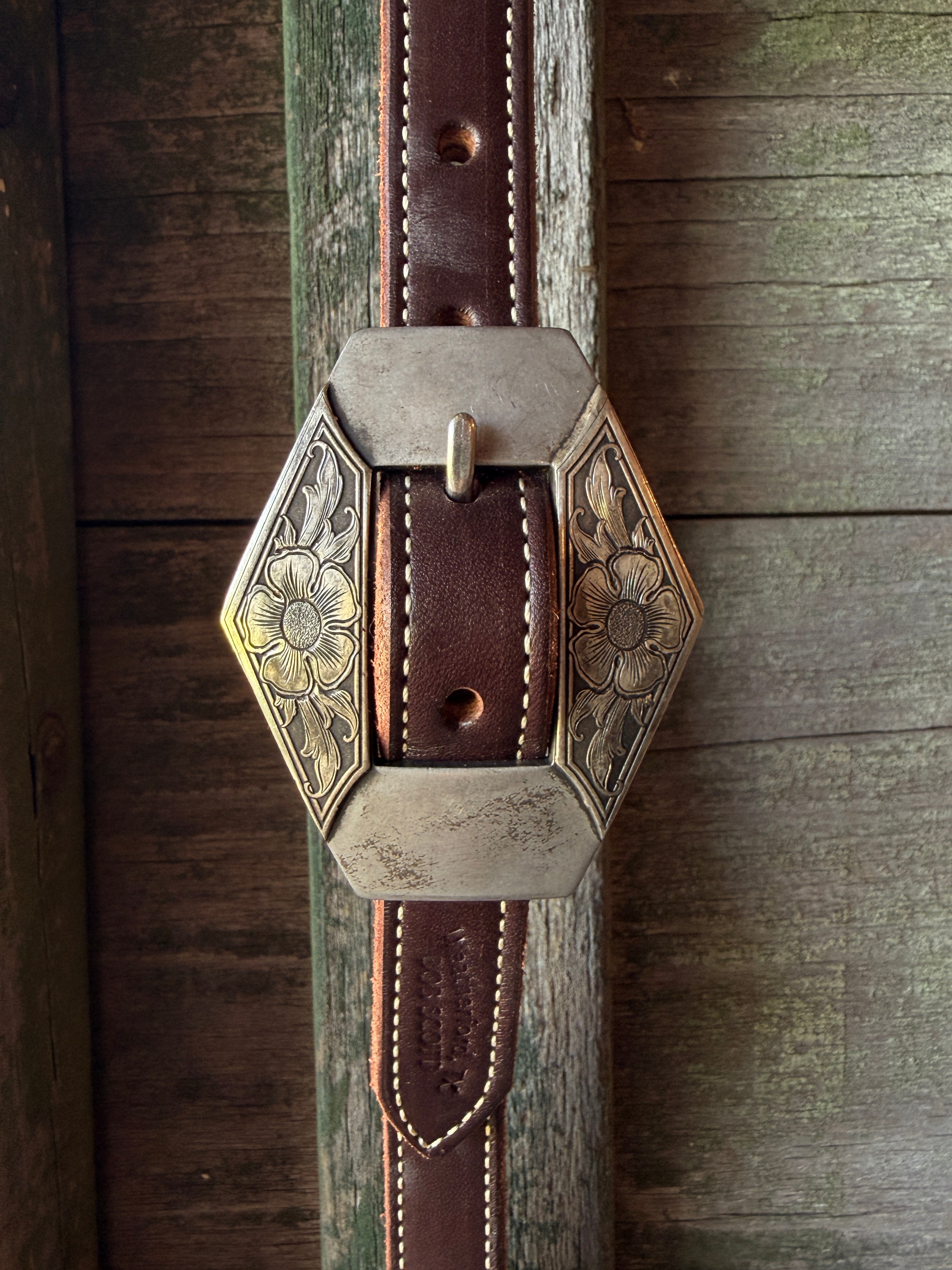 Bob Scott Single Ear Loop Headstall w/ Flower Diamond Buckle and Concho Leather Ties