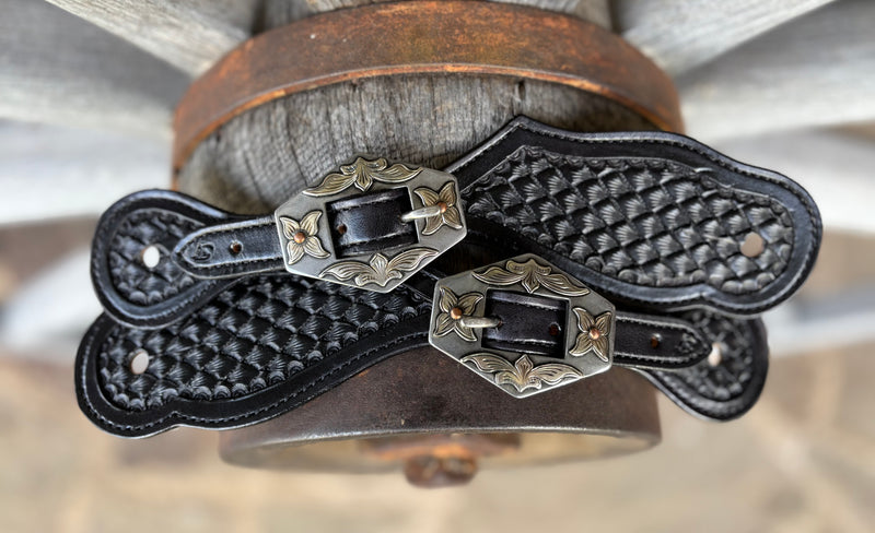 Jake Vance Medium Stamped Spur Straps w/ KK Buckles