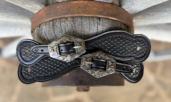 Jake Vance Medium Stamped Spur Straps w/ KK Buckles