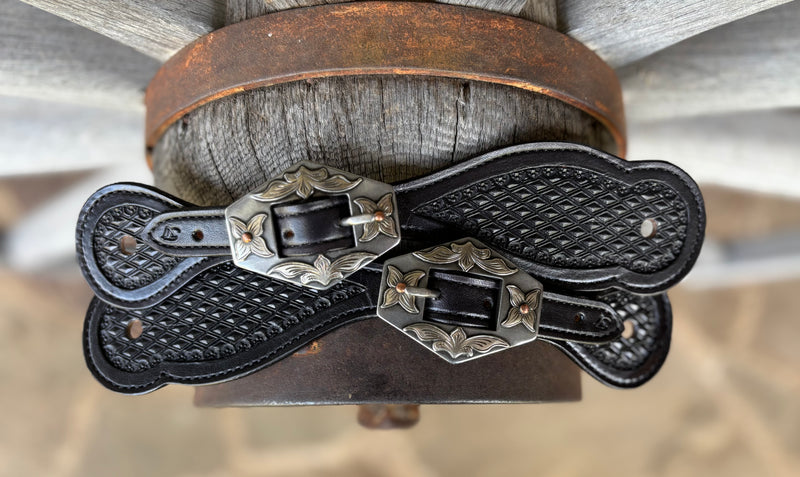 Jake Vance Medium Stamped Spur Straps w/ KK Buckles