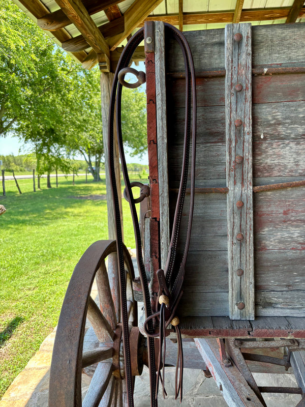 Dennis Moreland Double Stitched Split Reins w/ Rawhide Knots