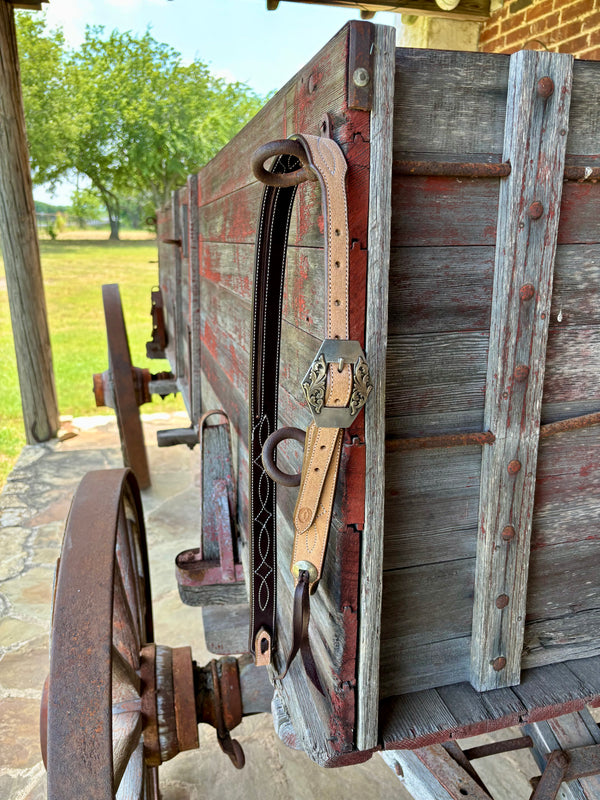 Cassle Rough Out Stitched Split Ear Headstall w  Scroll Buckle