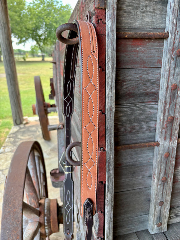 Cassle Smooth Stitched Split Ear Headstall w Floral Buckle