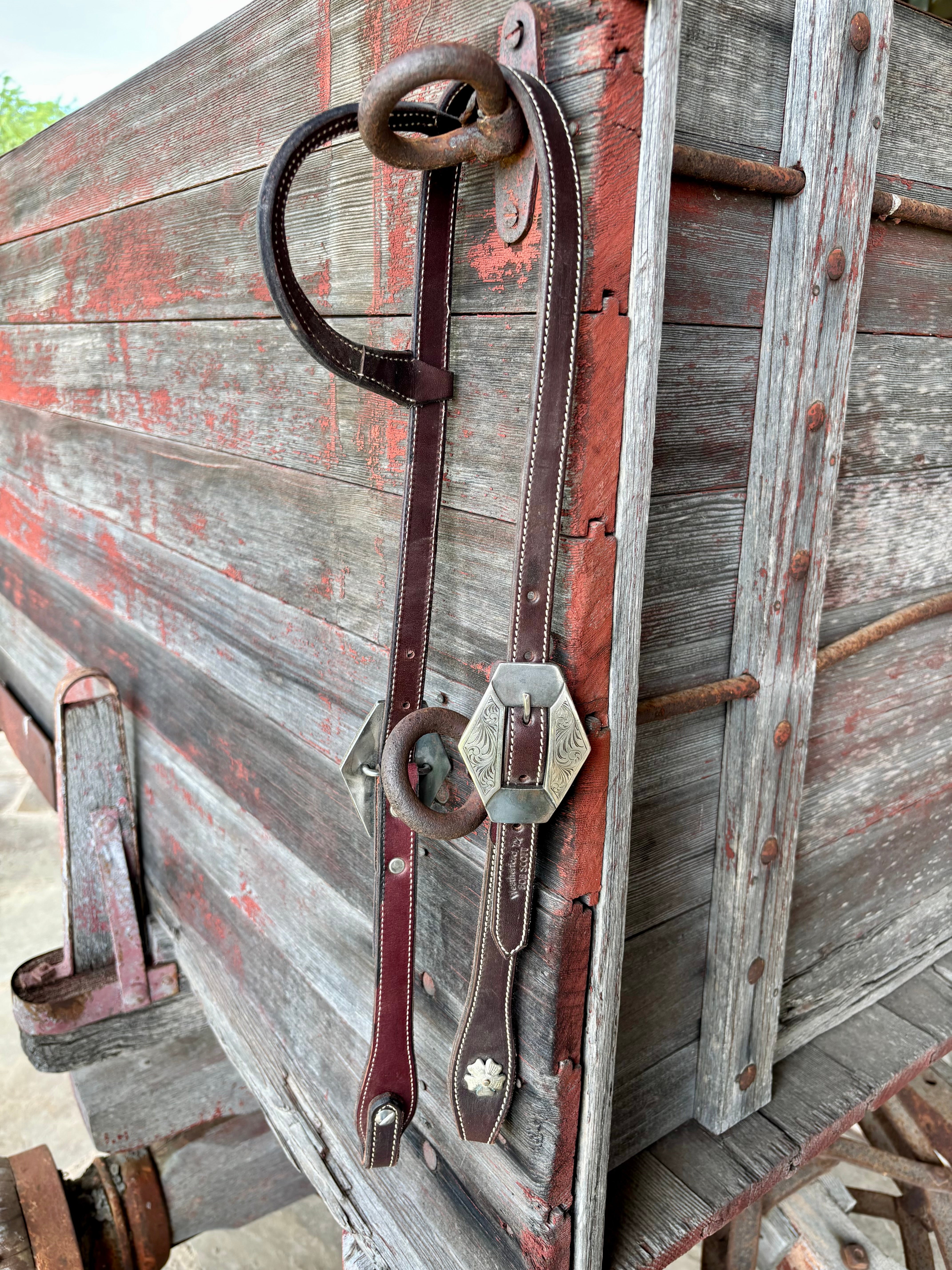 Bob Scott Single Ear Loop Headstall w/ Scroll Diamond Buckle and Clover Concho