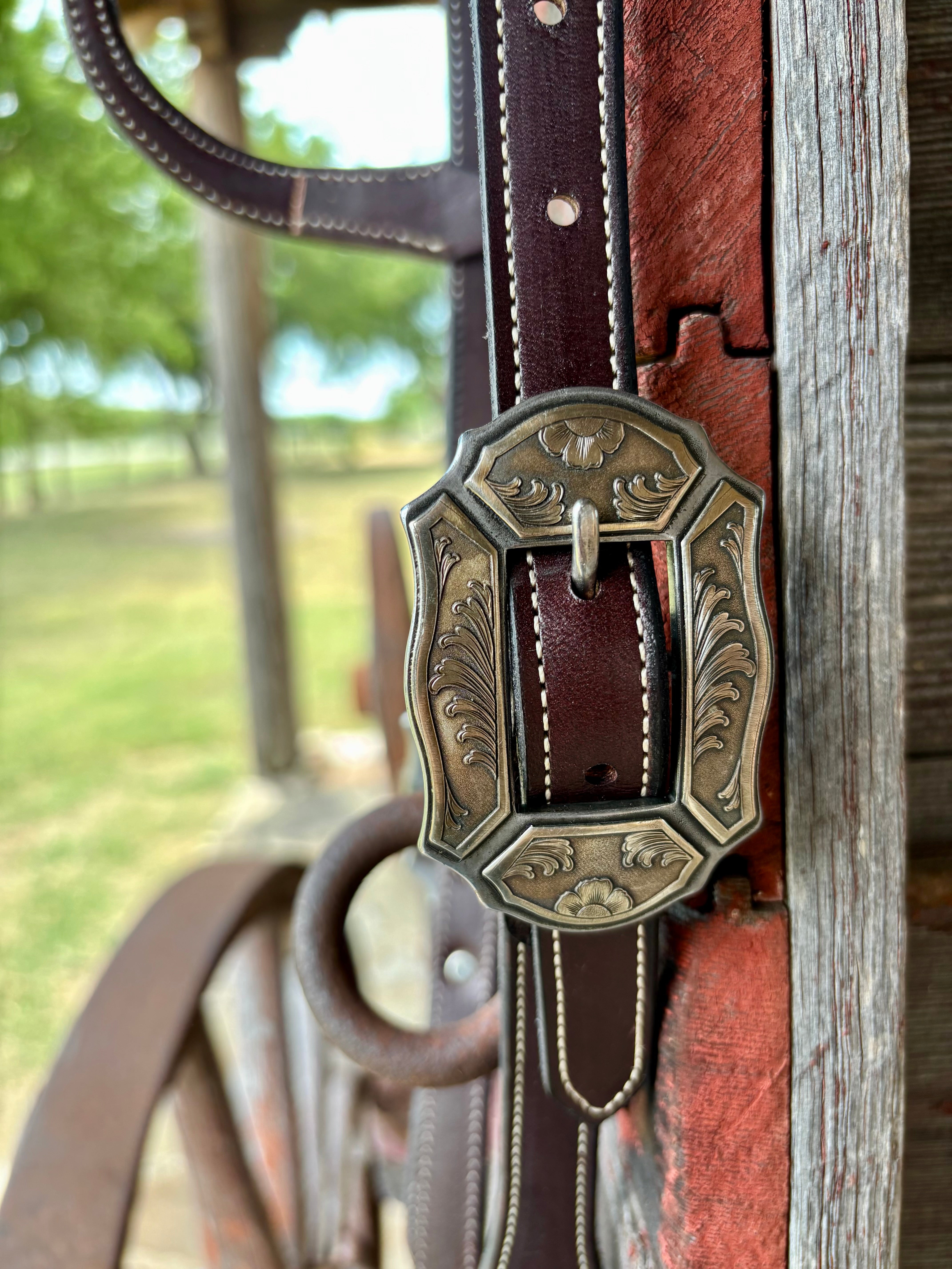 Bob Scott Single Ear Loop Headstall w/ Floral and Scroll  Buckle