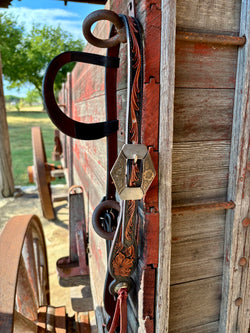 TM Leather Floral and Scroll Headstall w/ Fancy Floral Diamond Buckles