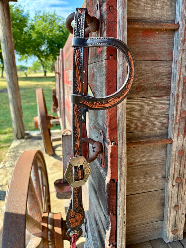 TM Leather Floral and Scroll Headstall w/ Fancy Floral Diamond Buckles