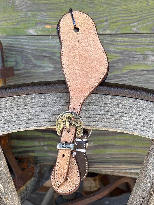 Clay Cassle Medium-Large Round Rough Out Spur Straps w/ KK Scroll Buckles