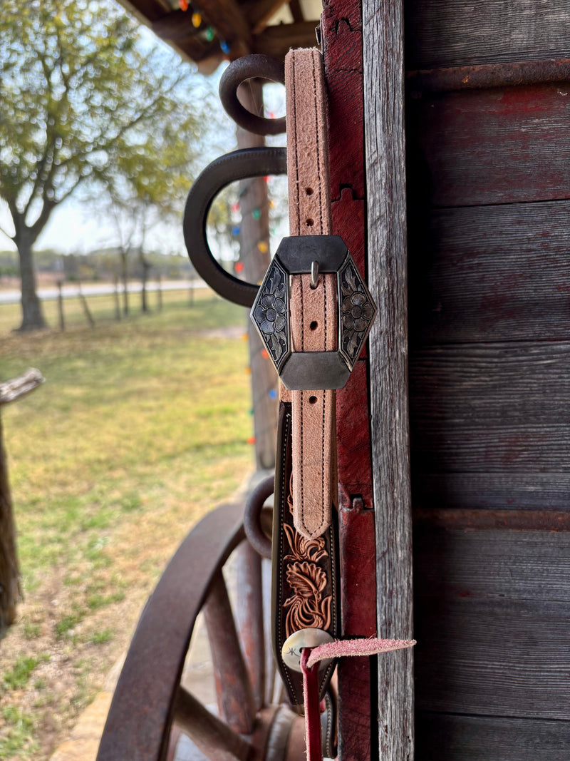 JD Roughout and Tooled Headstall w/ KK buckles