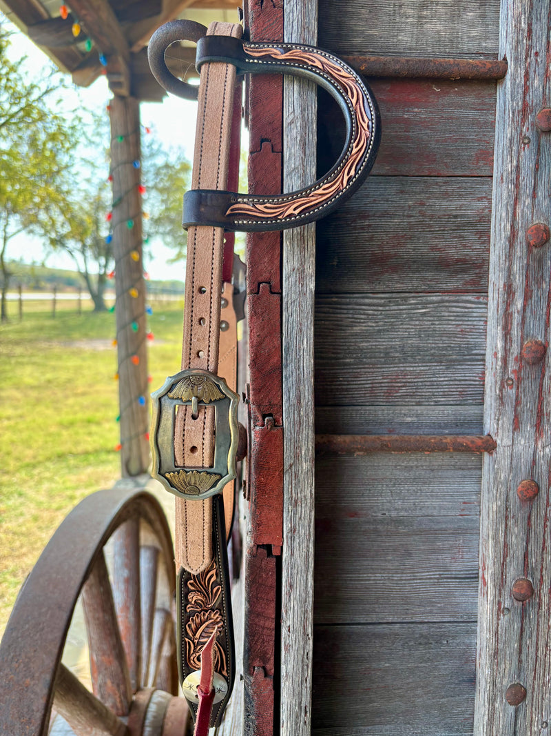 JD Roughout and Tooled Headstall w/ KK buckles
