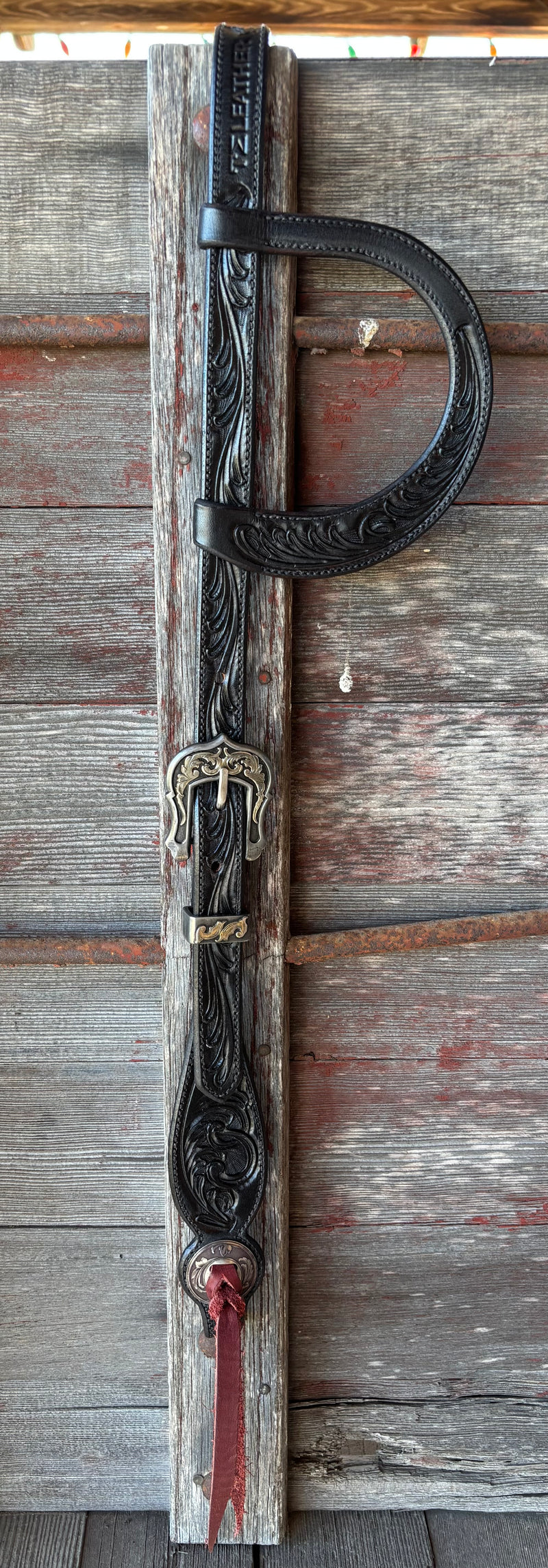 TM Leather Black Scroll Ear Loop Headstall w/ Scroll Ranger Buckle