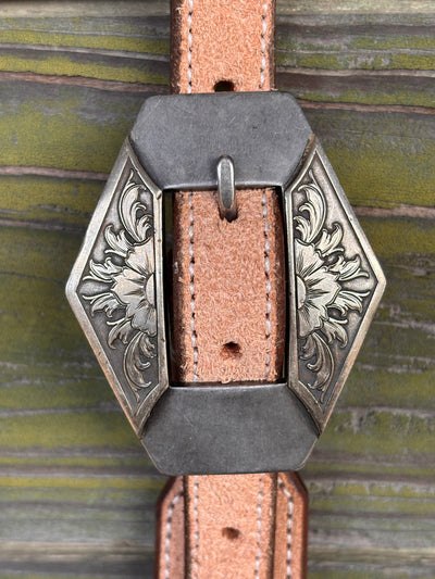 Clay Cassle Rough Out Stitched Split Ear Headstall w/ 1/2 Flower Diamond buckle