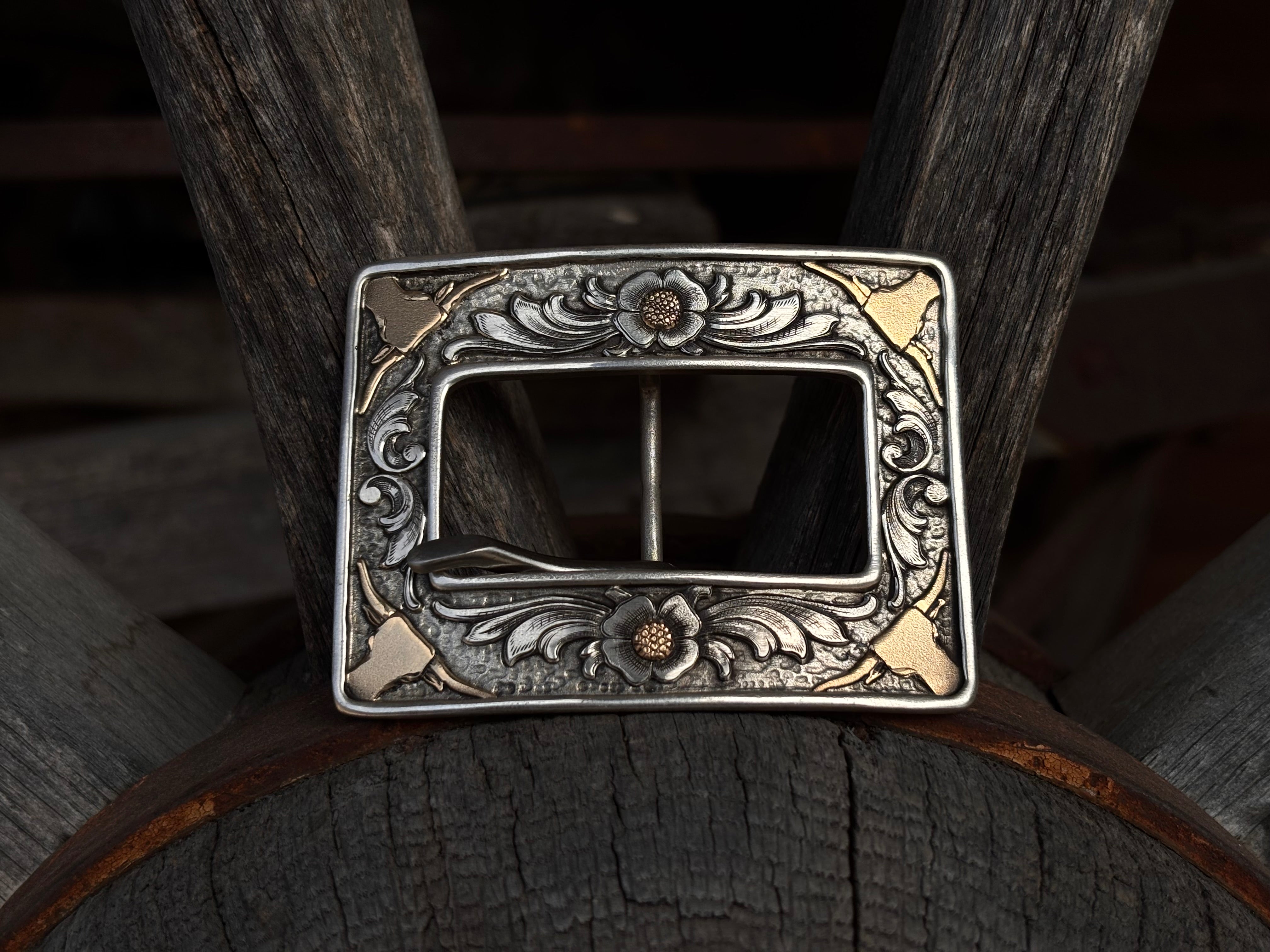 Sterling Silver and Gold Center Bar Buckle