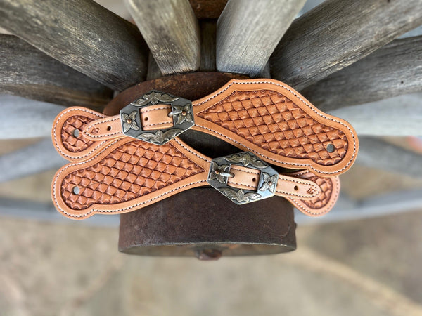 Jake Vance Large Stamped Spur Straps w/ KK Diamond Buckles