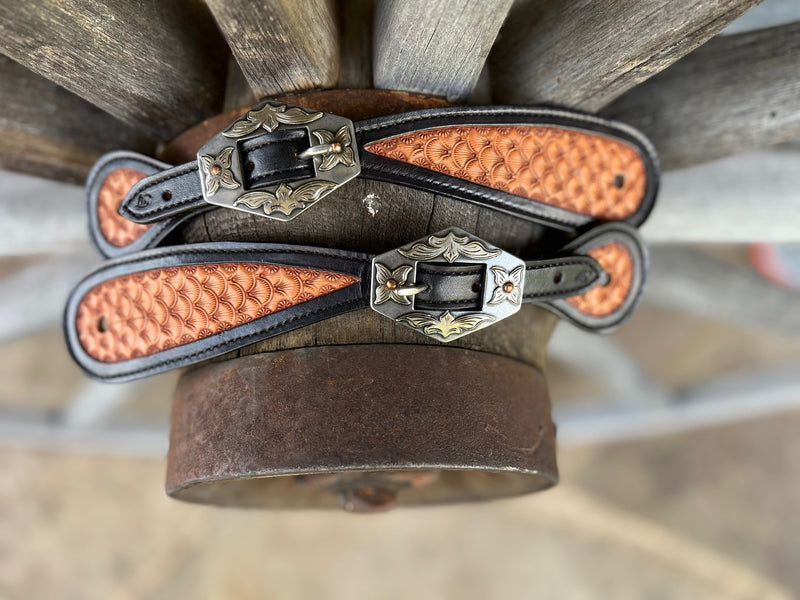 Jake Vance Large Stamped Spur Straps w/ KK Diamond Buckles