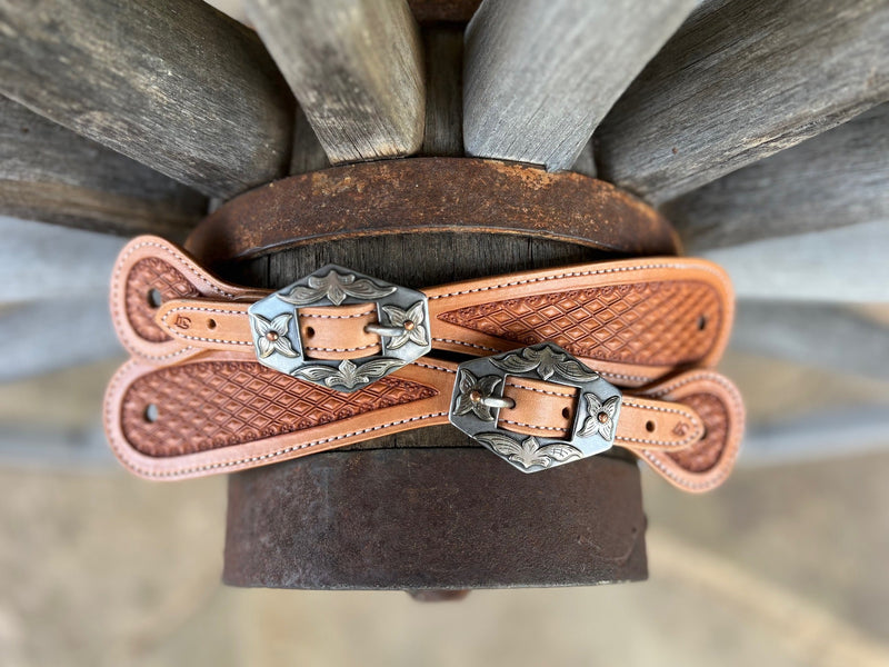 Jake Vance Large Stamped Spur Straps w/ KK Diamond Buckles