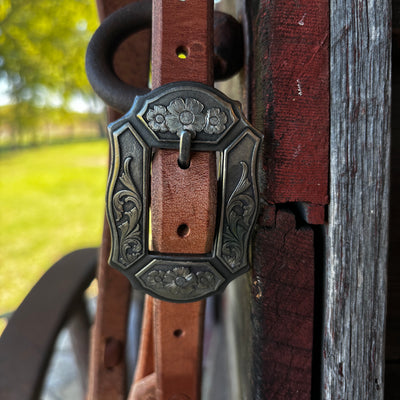 CL Split Ear w/ Scallop Buckle - Prairie Rose/Scroll Engraving