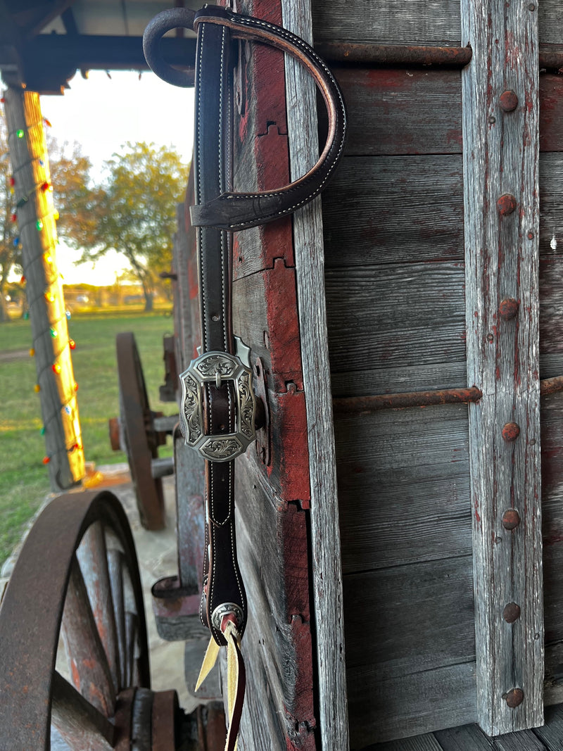 Bob Scott Single Ear Loop Headstall w/ Scroll Scalloped Buckle