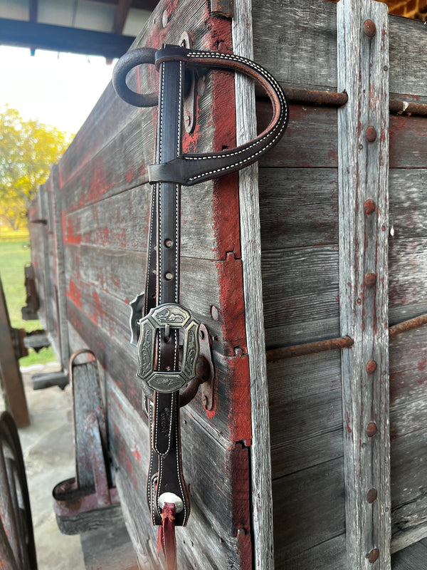 Bob Scott Single Ear Loop Headstall w/ Vine Scalloped Buckle