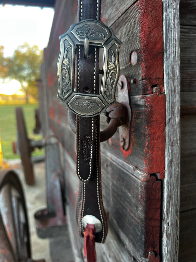 Bob Scott Single Ear Loop Headstall w/ Vine Scalloped Buckle
