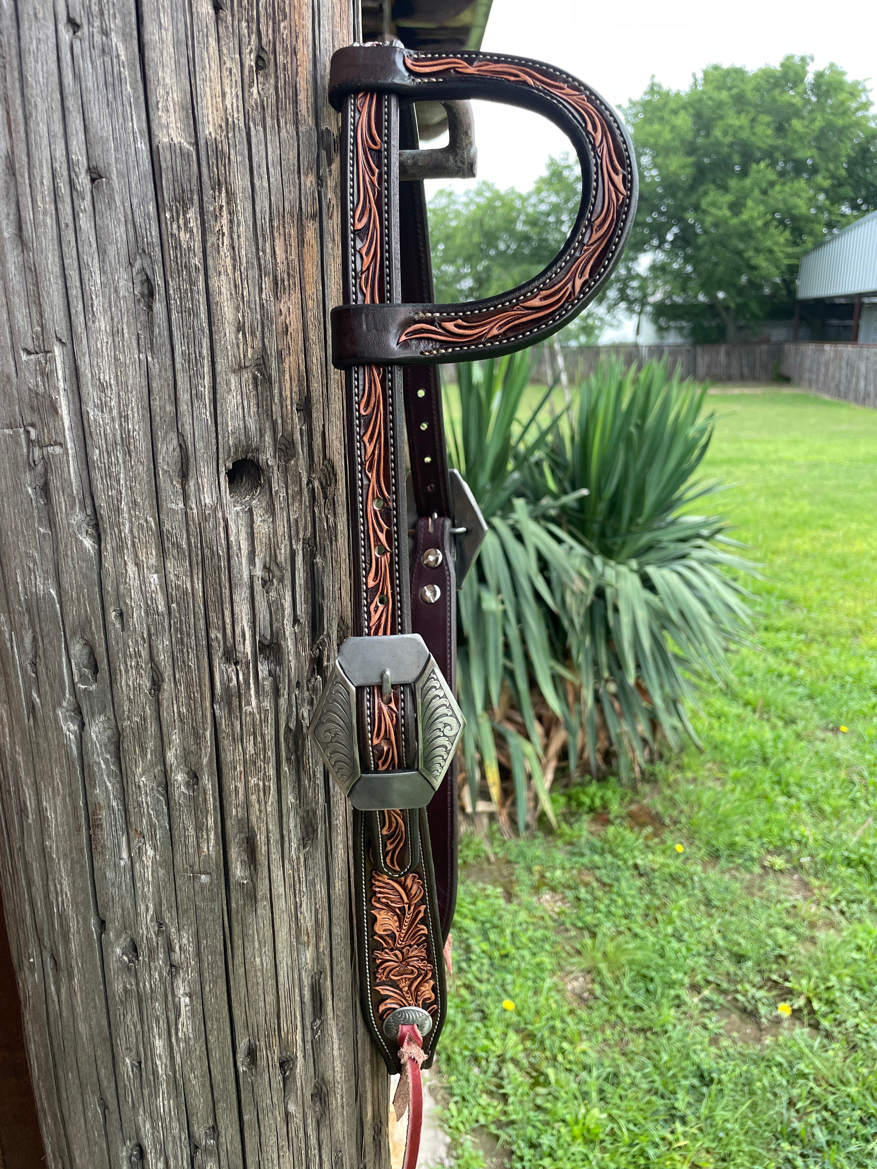 JD Floral & Scroll Tooled Headstall w/ KK buckles