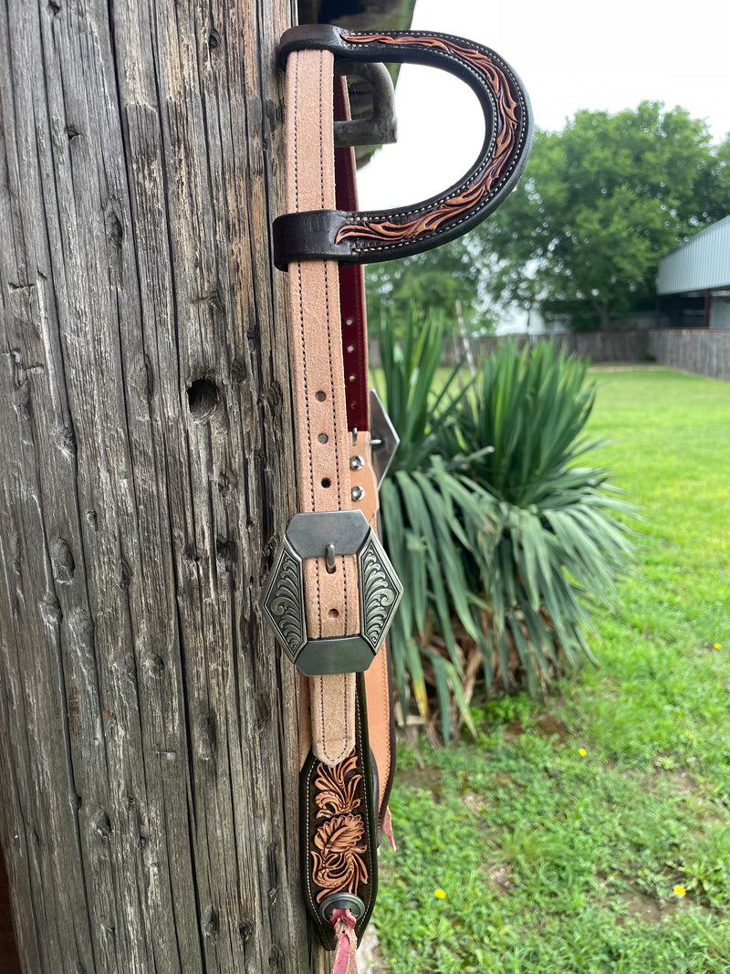 JD Roughout and Tooled Headstall w/ KK buckles