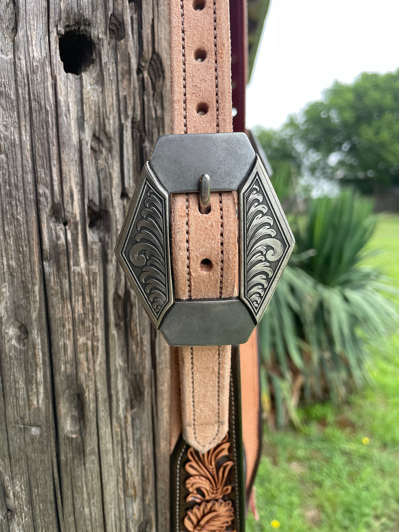 JD Roughout and Tooled Headstall w/ KK buckles