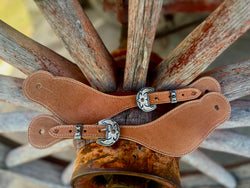 Jake Vance Large Roughout Spur Straps - Curved Fancy Buckles