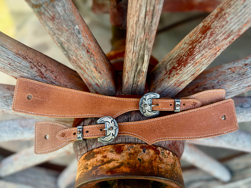 Jake Vance Large Roughout Spur Straps - Square Fancy Buckles