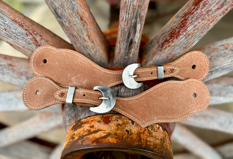 Jake Vance Small Roughout Spur Straps - Curved Plain Buckles