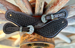 Jake Vance Large Chocolate Spur Straps - Curved Petal Shell