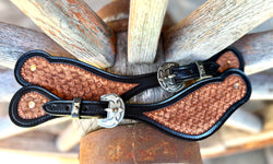 Jake Vance XL Two-Tone Black & Natural Spur Straps - Curved Seashell