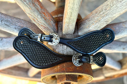 Jake Vance Large Black Spur Straps - Curved Diamond