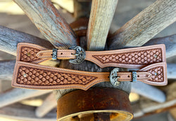 Jake Vance Large Natural Spur Straps - Square Seashell